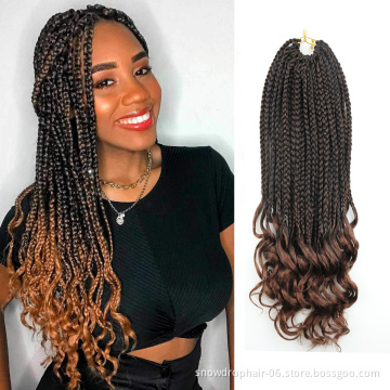 Juliana 14 18 24 Inch Premium Fibers Synthetic Pre Braided Goddess Box Braids Crochet Hair With Curly End